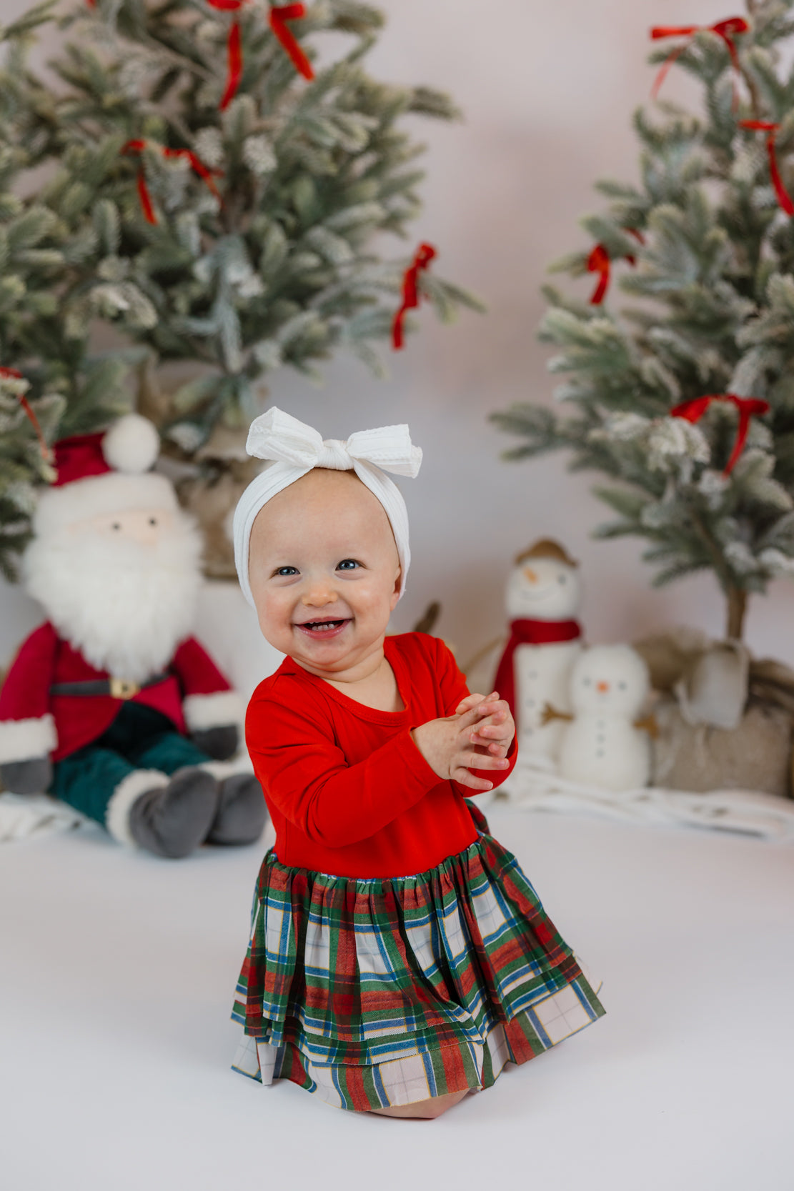 Angel Dear L/S Tutu Bodysuit | Holiday Plaid