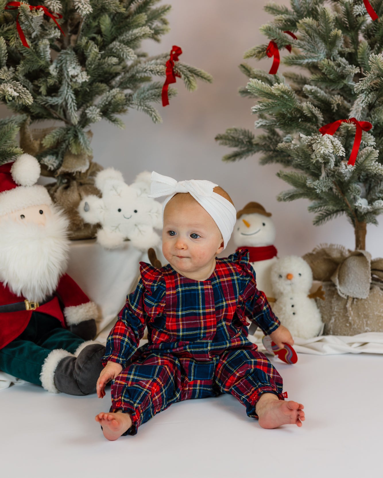 Magnetic Me Flannel Ruffle Romper | Holiday Plaid