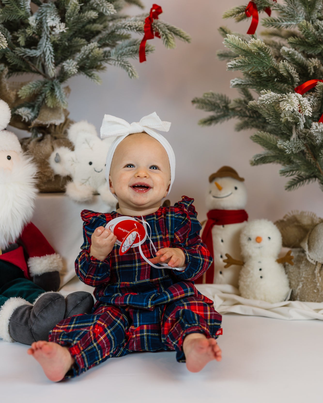 Magnetic Me Flannel Ruffle Romper | Holiday Plaid