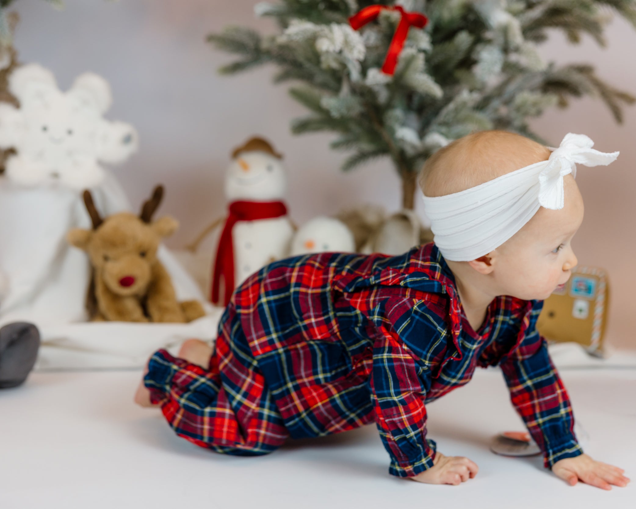 Magnetic Me Flannel Ruffle Romper | Holiday Plaid