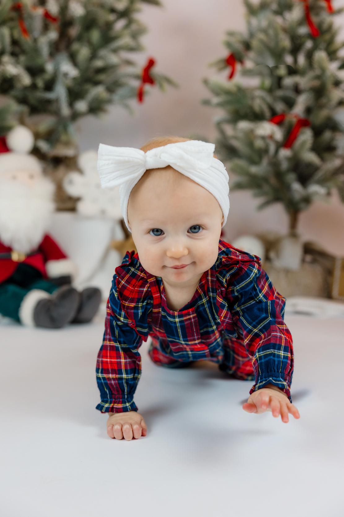 Magnetic Me Flannel Ruffle Romper | Holiday Plaid
