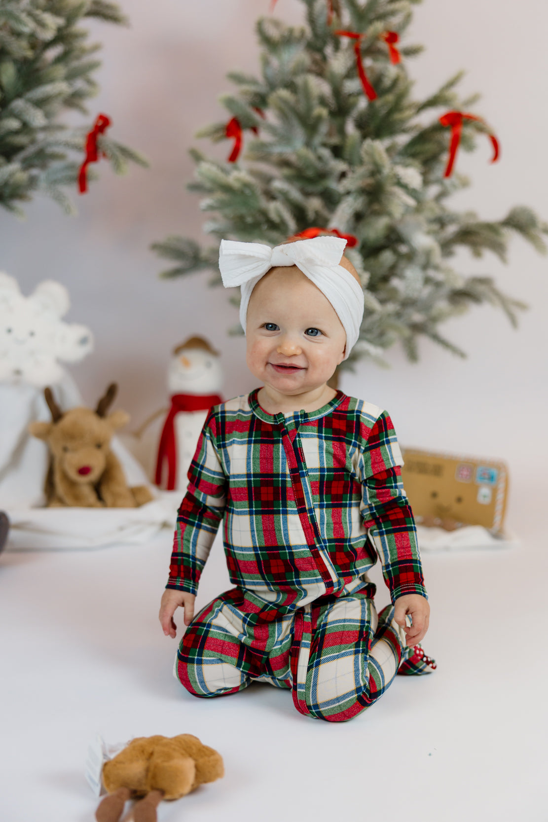 Angel Dear 2 Way Zipper Footie | Holiday Plaid
