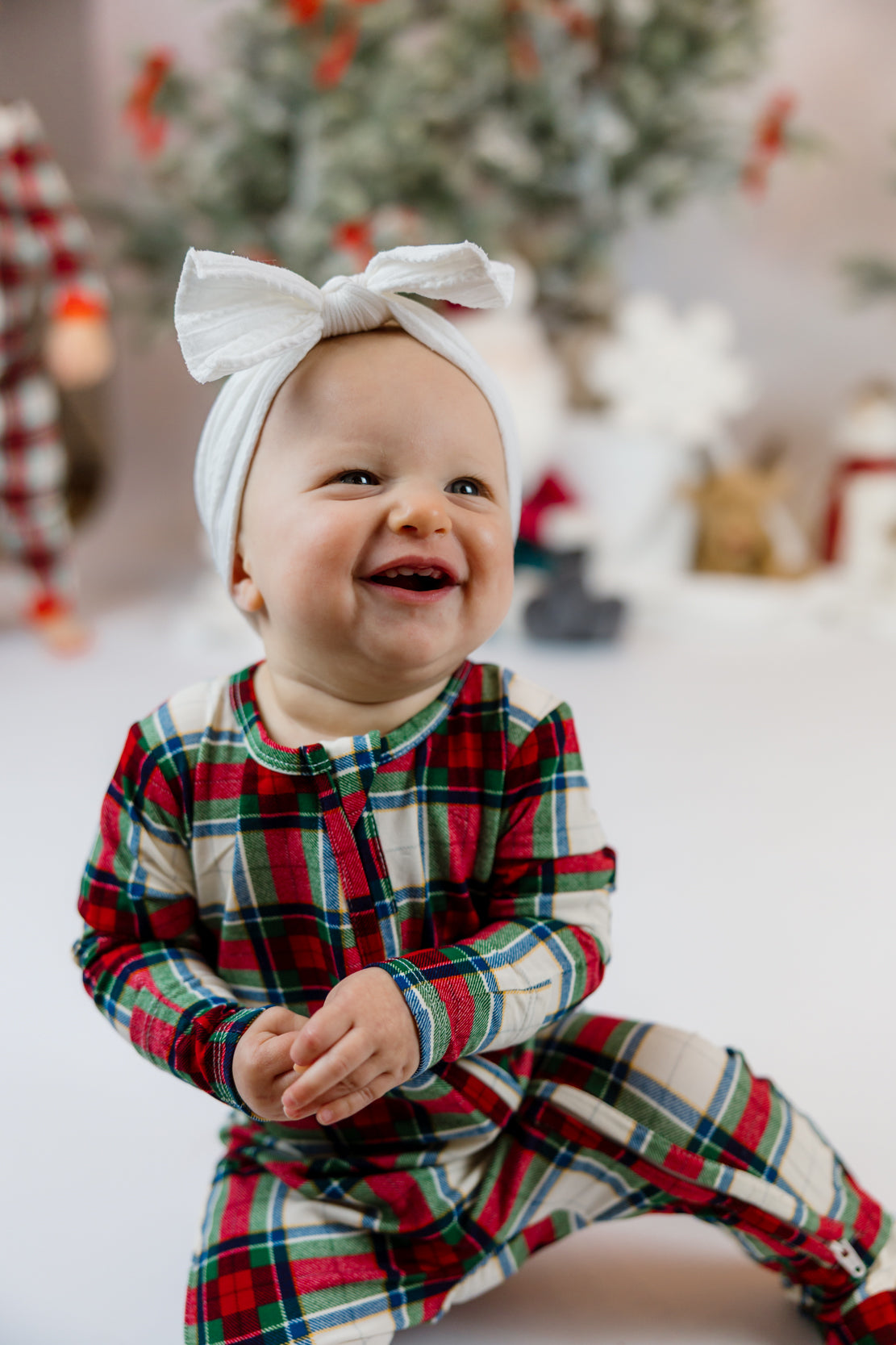 Angel Dear 2 Way Zipper Footie | Holiday Plaid