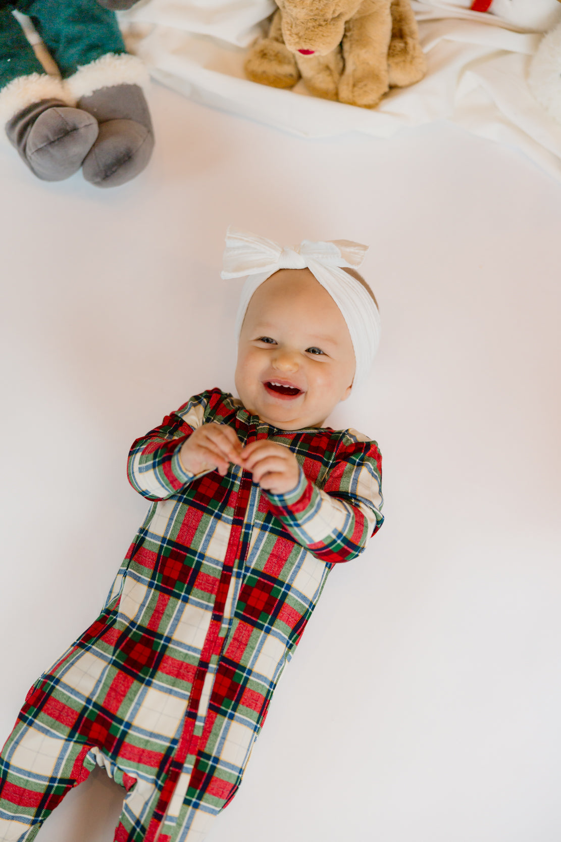 Angel Dear 2 Way Zipper Footie | Holiday Plaid