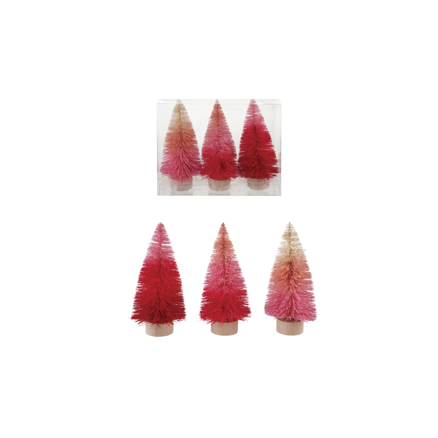 XT2240 Set of 3 Bottle Brush Trees | Pink Ombre
