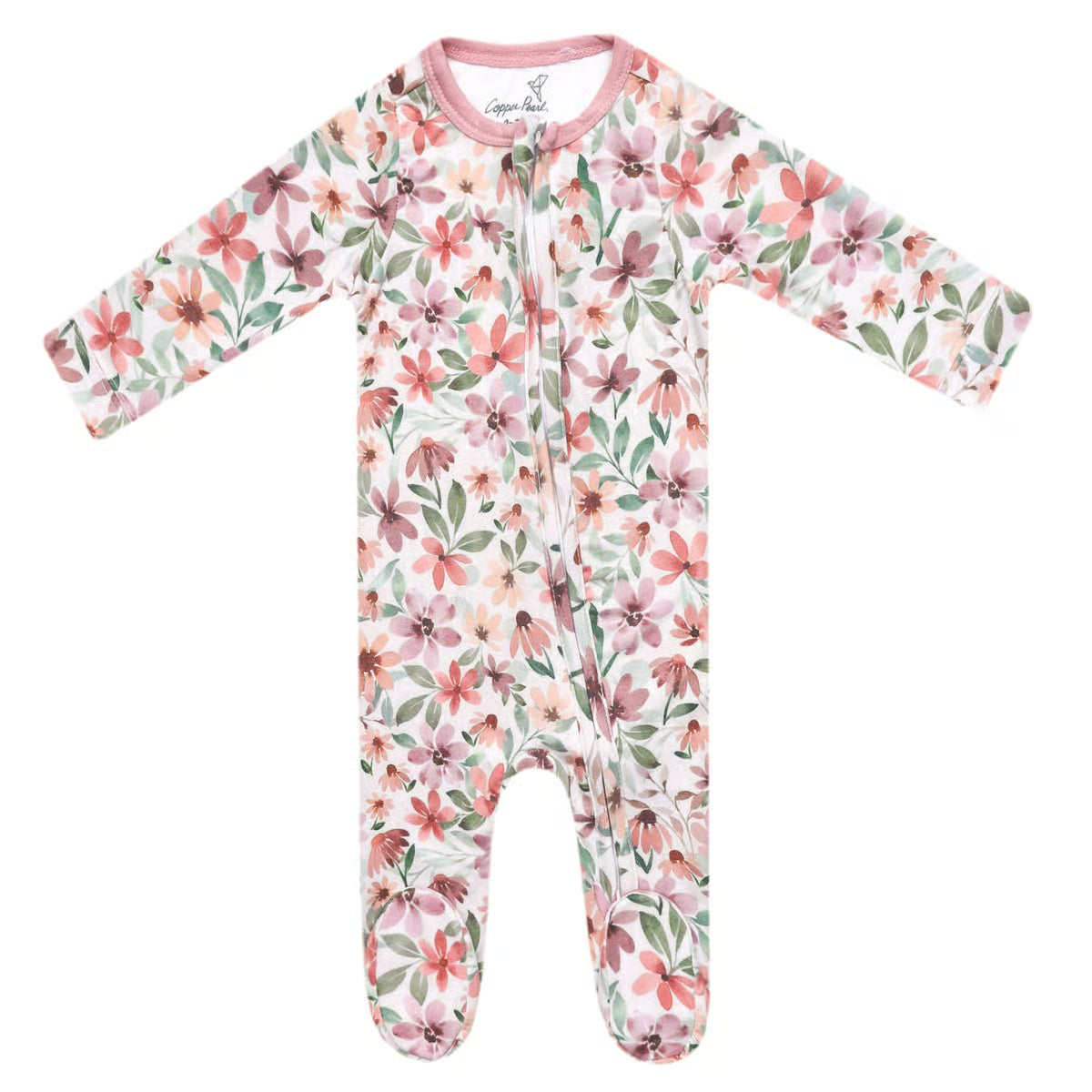 Copper Pearl Zip Up Footie | Natalie