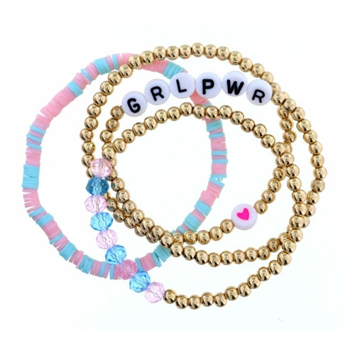 Gold/Light Pink GRLPWR Bracelet
