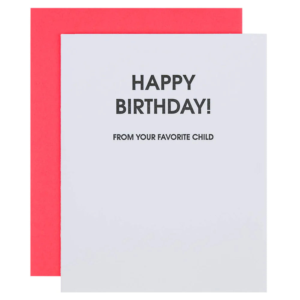 Happy Birthday From Favorite Child Letterpress Card