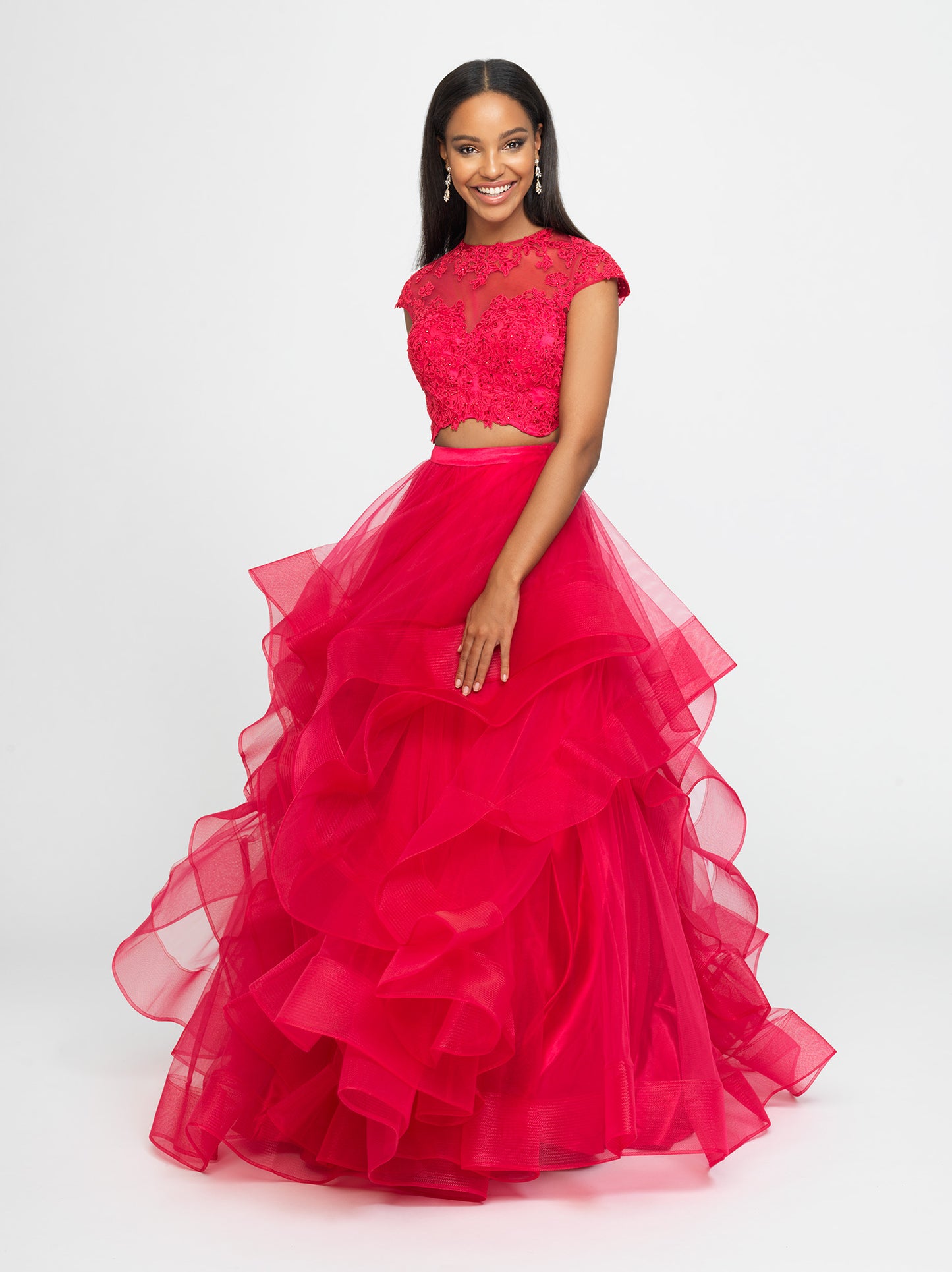 French Novelty: Madison James 15-128 Crossover Beaded Prom Dress