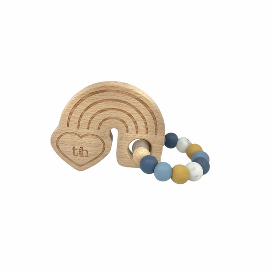 Load image into Gallery viewer, Rainbow Wooden Teether | Navy
