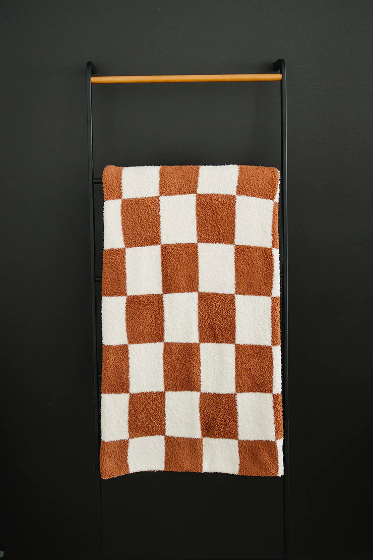 Rust Checkered Plush Blanket | Lovey