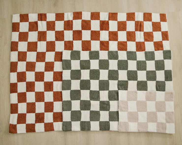 Rust Checkered Plush Blanket | Lovey