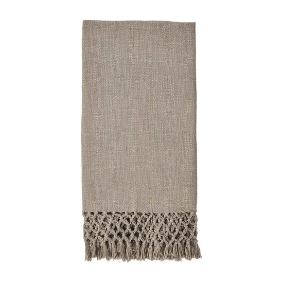 Load image into Gallery viewer, Taupe Macrame Throw Blanket
