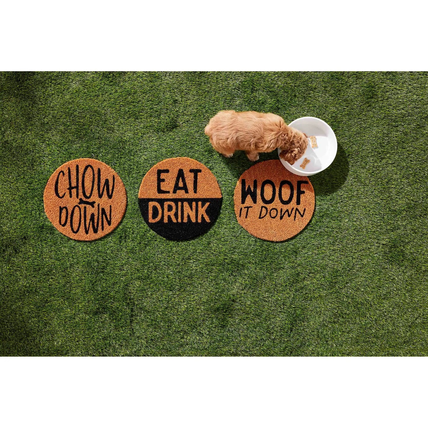 Woof Coir Pet Bowl Mat The Vault Clothing Co
