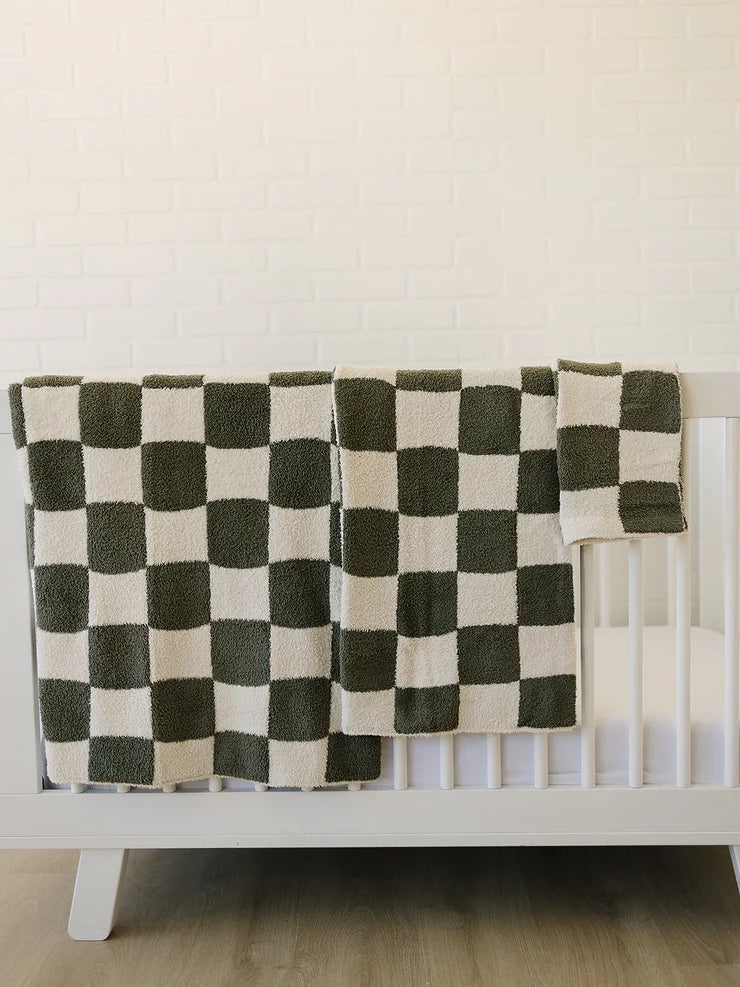 Green Checkered Plush Blanket | Baby