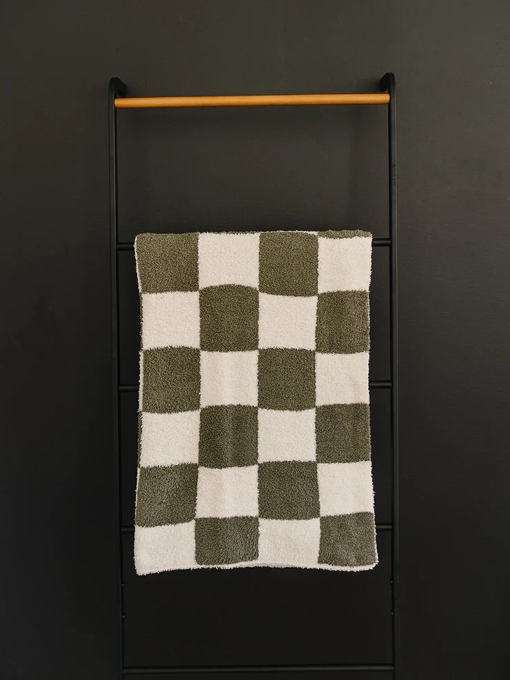 Green Checkered Plush Blanket | Child/Adult 45x60