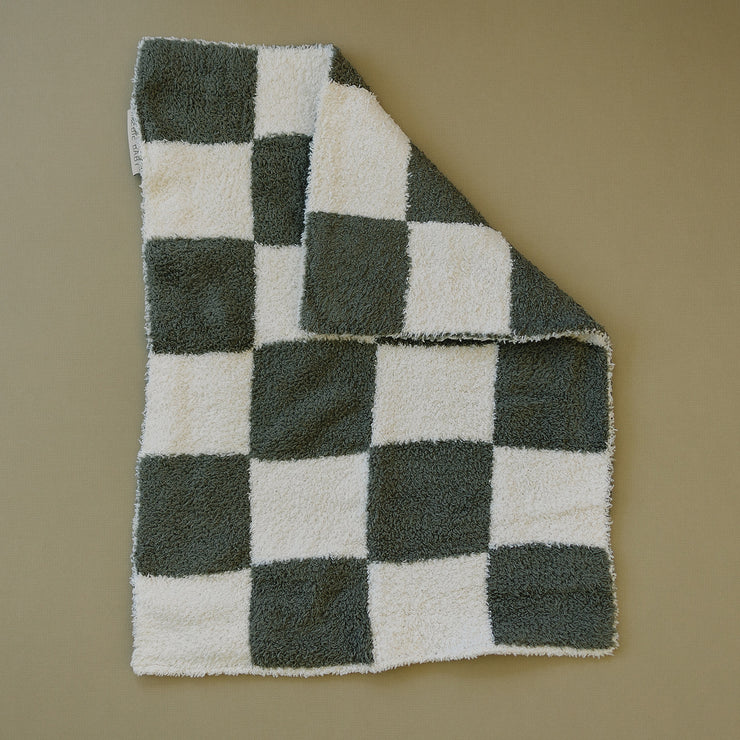 Green Checkered Plush Blanket | Lovey 15x20