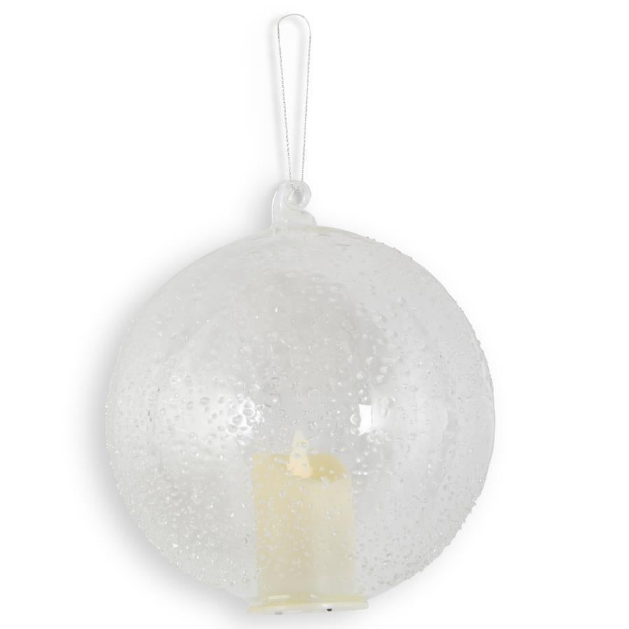 Textured Clear LED Flicker Ornament 5.75"