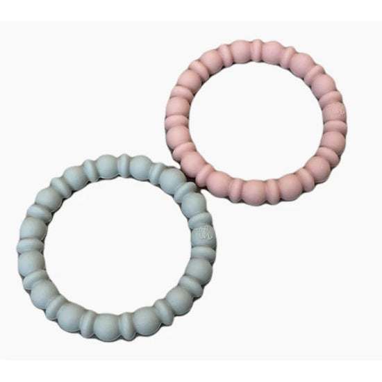 Teething Bracelet Set | Taupe/Dusty Pink