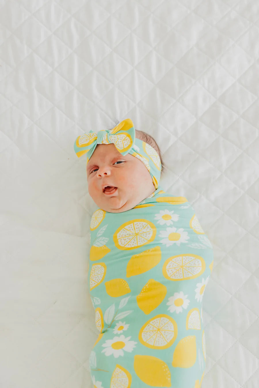 Copper Pearl Knit Swaddle Blanket Single | Lemon