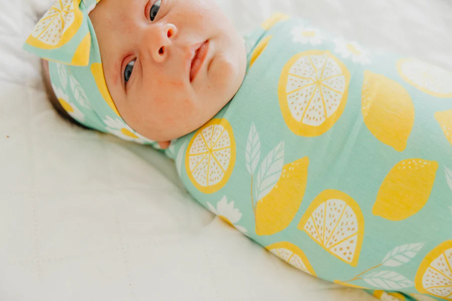 Copper Pearl Knit Swaddle Blanket Single | Lemon