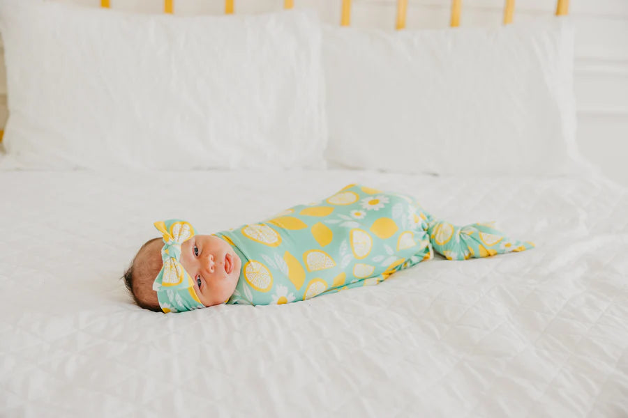 Copper Pearl Knit Swaddle Blanket Single | Lemon