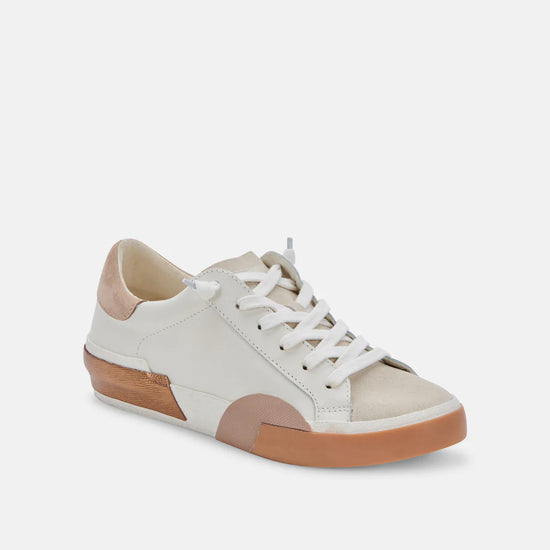 Zina Sneaker | White/Tan Leather