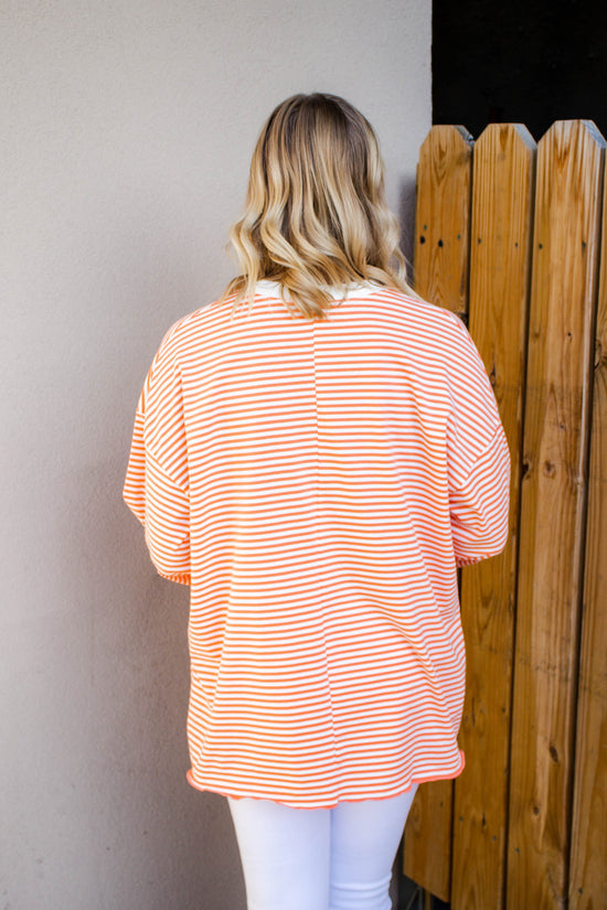 Kerri Oversized Striped Long Sleeve | Orange