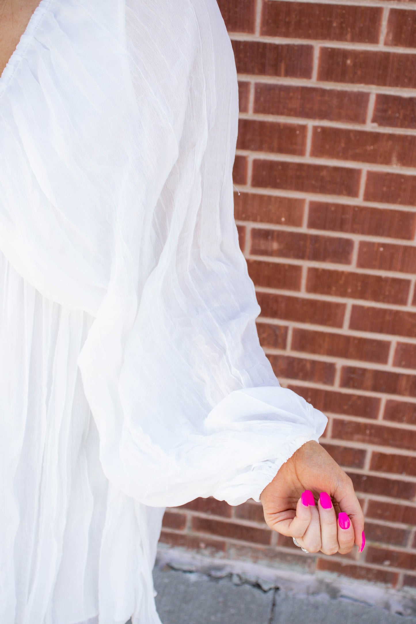 Demi Puff Sleeve V-Neck Dress | White