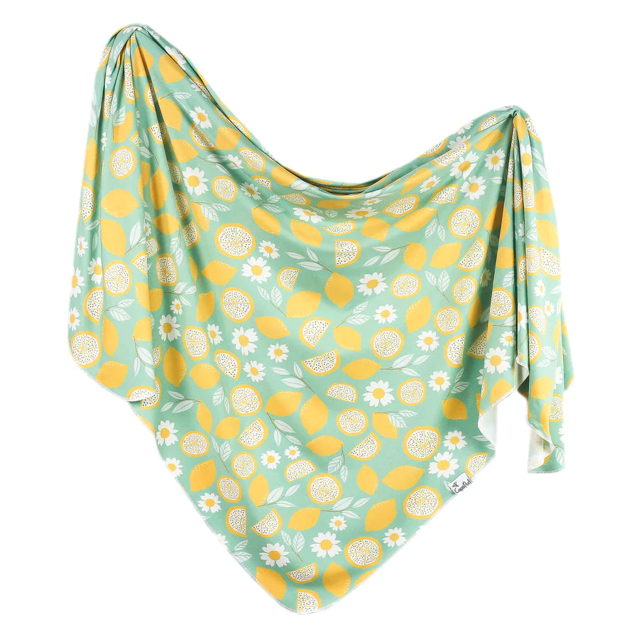 Copper Pearl Knit Swaddle Blanket Single | Lemon
