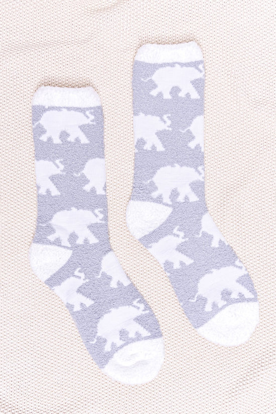 Load image into Gallery viewer, Ivory Ella Allover Ellies Fuzzy Sock
