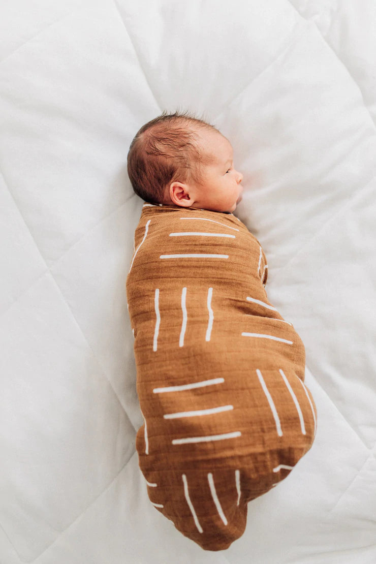 Muslin Swaddle | Mustard Mudcloth