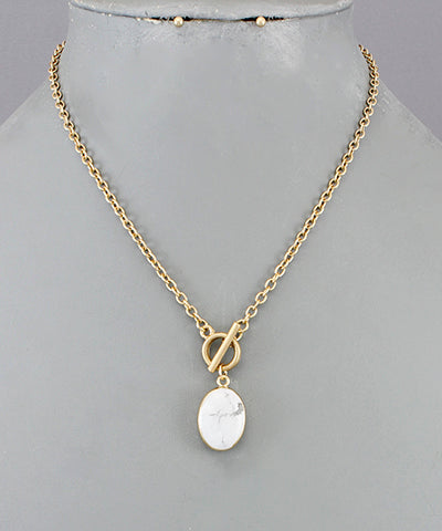 Load image into Gallery viewer, Oval Stone Toggle Necklace NE82622
