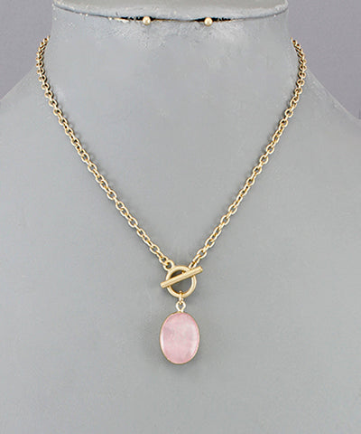 Oval Stone Toggle Necklace NE82622