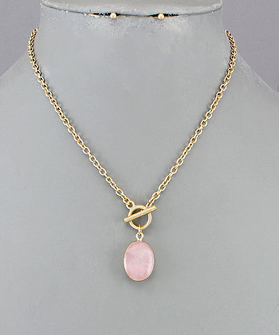Load image into Gallery viewer, Oval Stone Toggle Necklace NE82622
