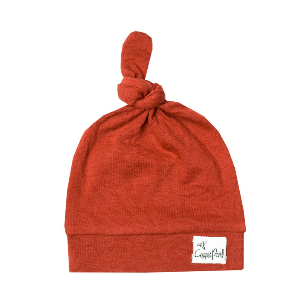 Copper Pearl Top Knot Hat | Rust