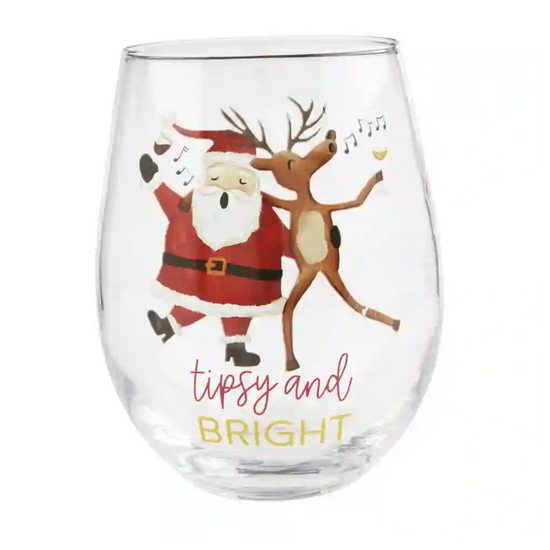 Reindeer Drinking Wine Glass