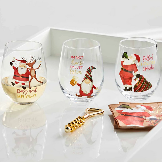 Reindeer Drinking Wine Glass