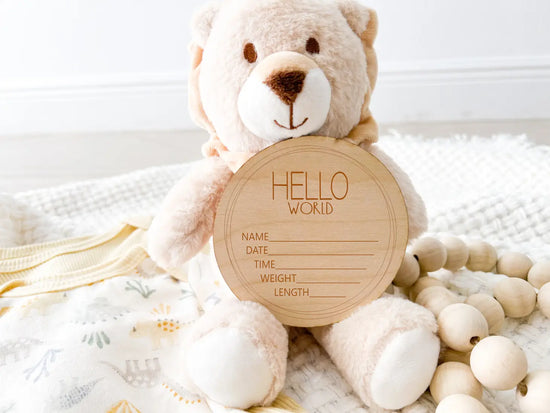 Birth Announcement Wood Disc | Wonky Frame