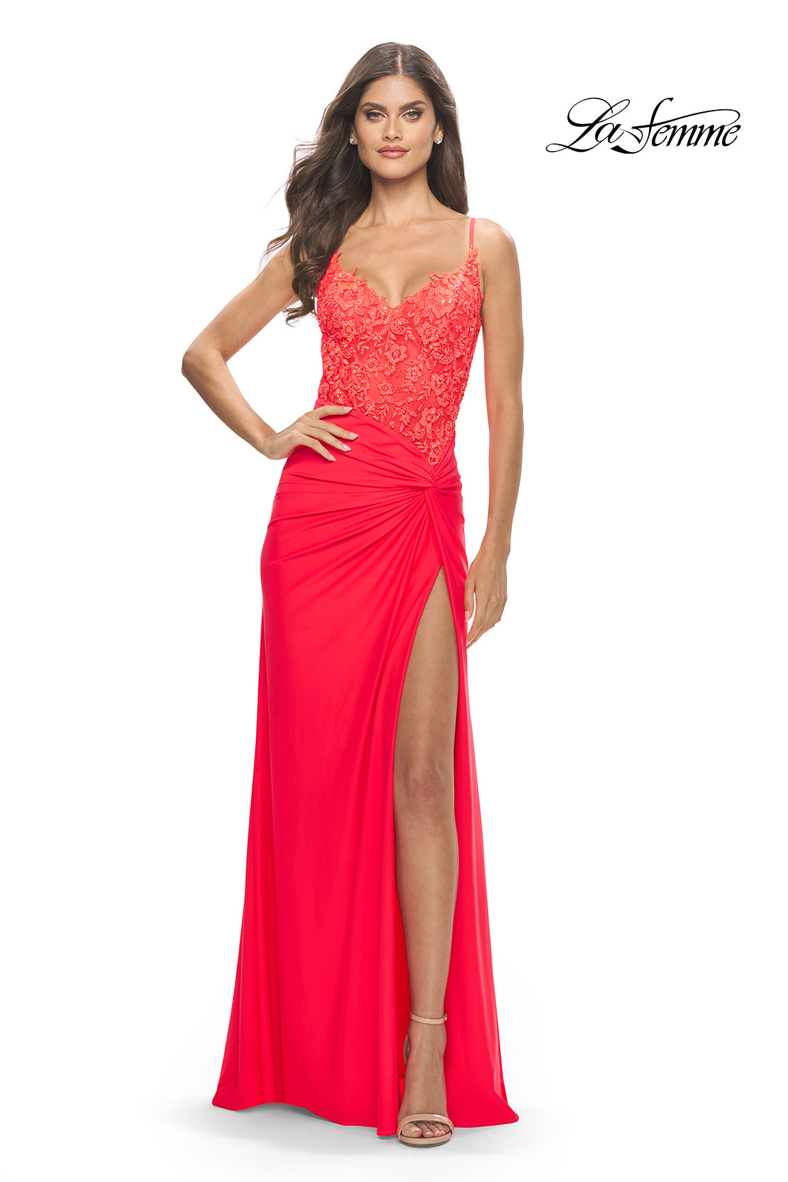 Hot Coral Prom Dress